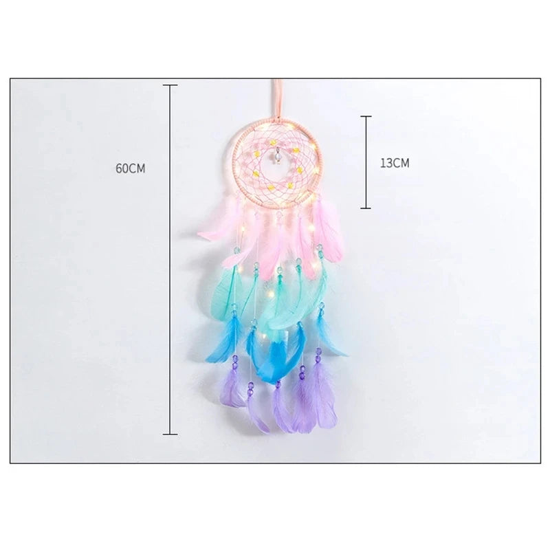 guirlande décorative bohème plumes led rose bleu vert violet blanc crème