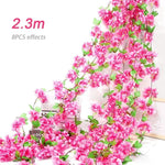 guirlande fleurs artificielles cerises mariage décoration romantique intérieur rose blanc