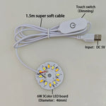 plaque led blanc circulaire adhésif commutateur tactile câble usb 15m 3w 6w 10wmodifiable luminosité