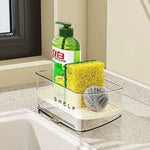 rangement cuisine étagère transparente moderne brosse vaisselle éponge détergent adhésif minimaliste