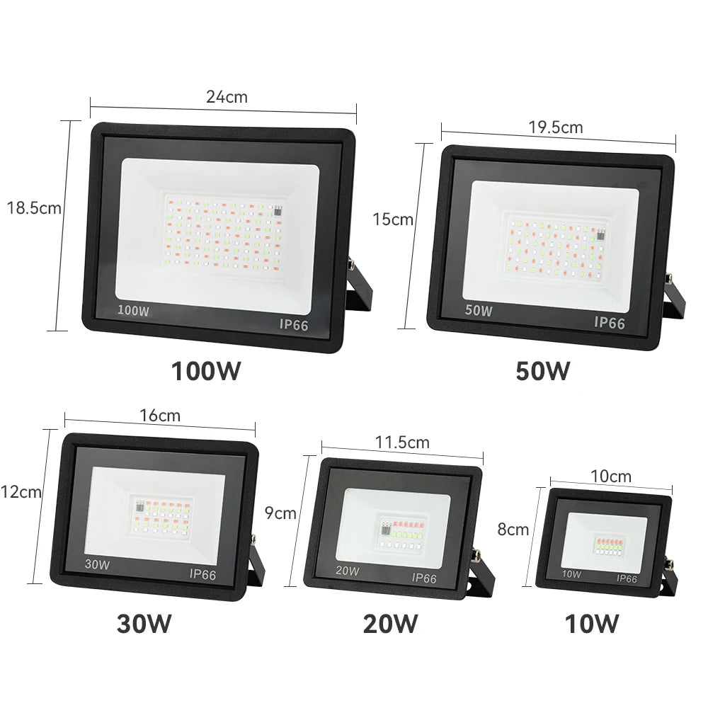 projecteur led noir moderne ip66 clips extérieur 100w 50w 30w 20w 10w