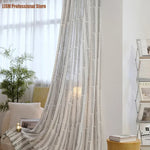 rideau moderne gris blanc rayures horizontales noires translucide salon chambre fenêtre maison
