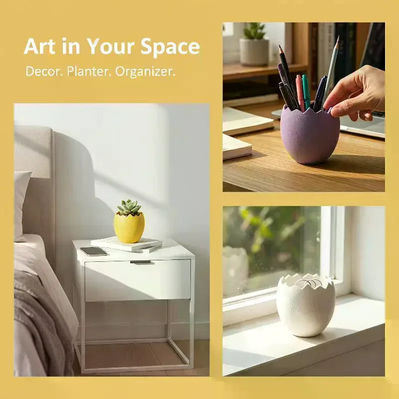 cache pot moderne imprimé 3d rose bleu violet jaune motifs colorés texture mat