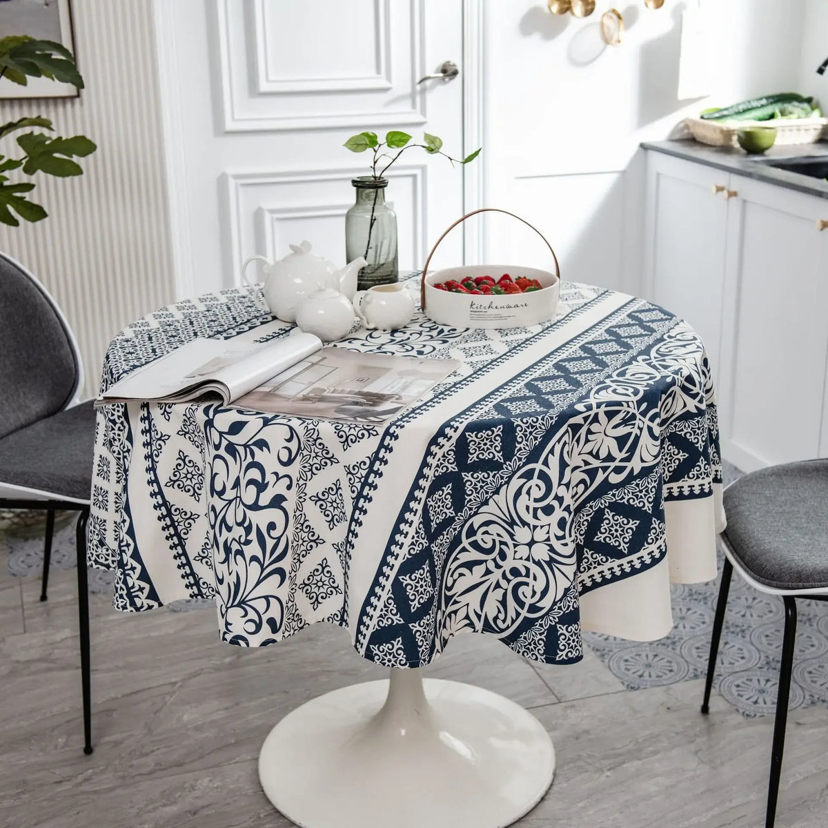 nappe ronde motif végétal franges rustique coton cérémonie mariage festivitéextérieur salon chambre