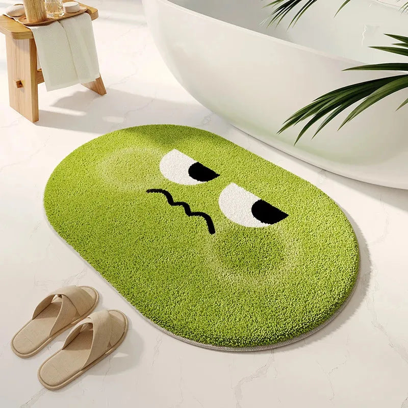 tapis bain souriant cartoon vert rose bleu rouge absorbant doux