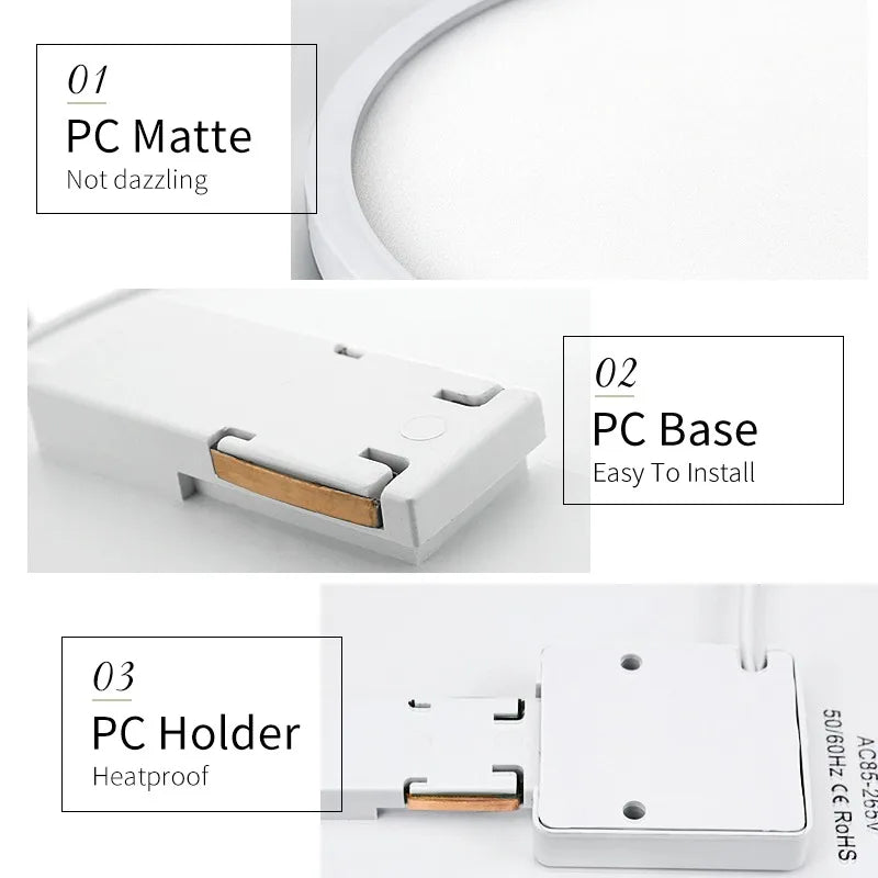 plafonnier led moderne blanc mat économique 18w 18cm sans scintillementflux lumineux