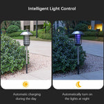 lampe anti moustiques solaire led noir argenté moderne panneau solaire grille métallique interrupteur étanche