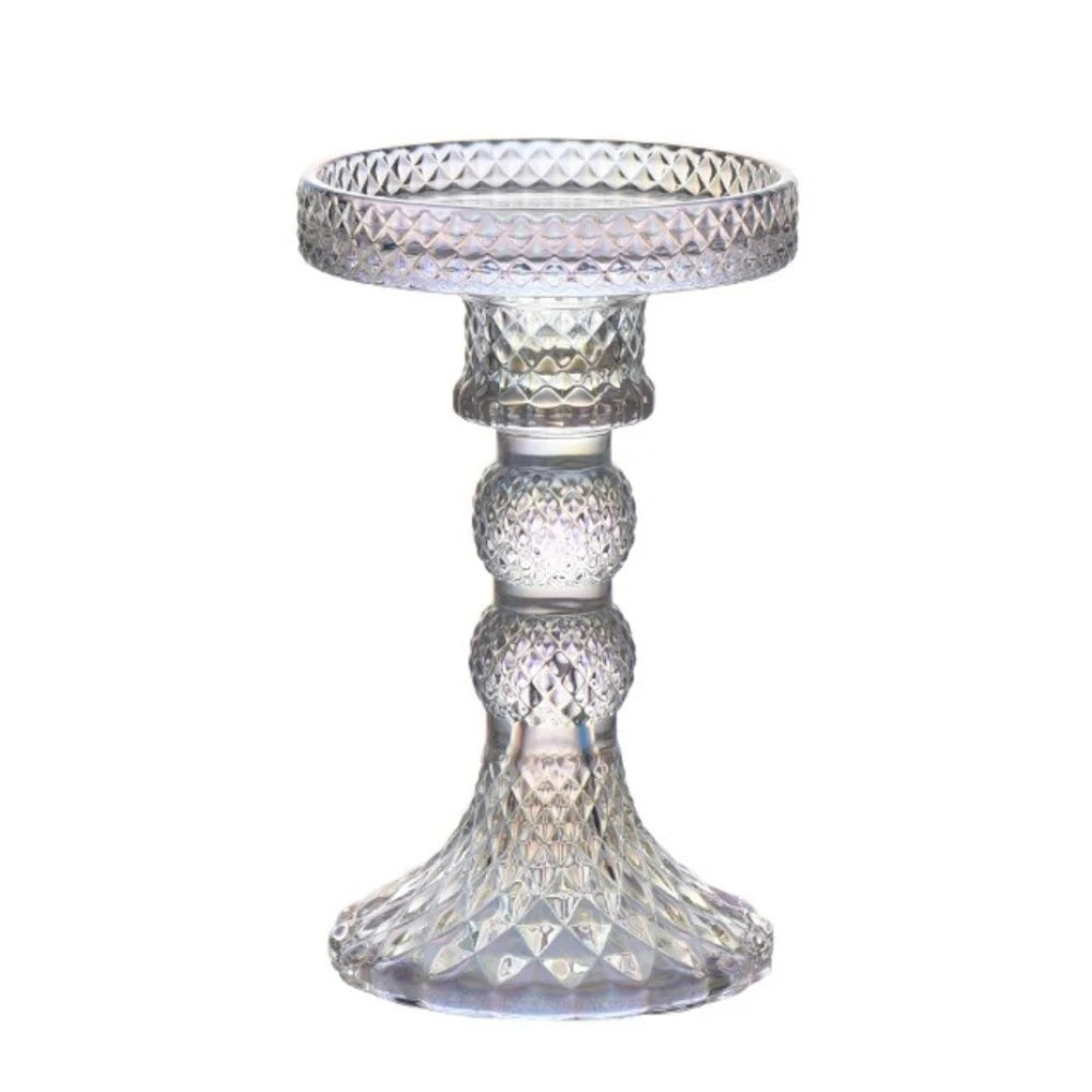support bougie verre rose vert motif diamant décoration table mariage classique objet déco maison