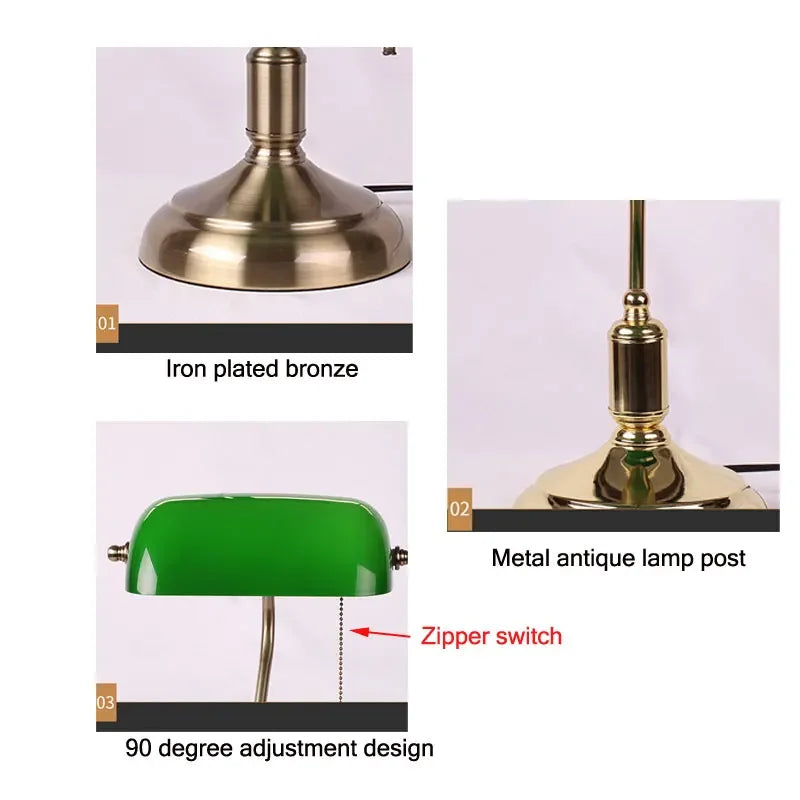 lampe classique vert bronze interrupteur bouton câble euro us uk
