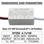 transformateur alimentation led 250ma 300ma 12v 24v 36v isolation stable électronique blanc connecteurs