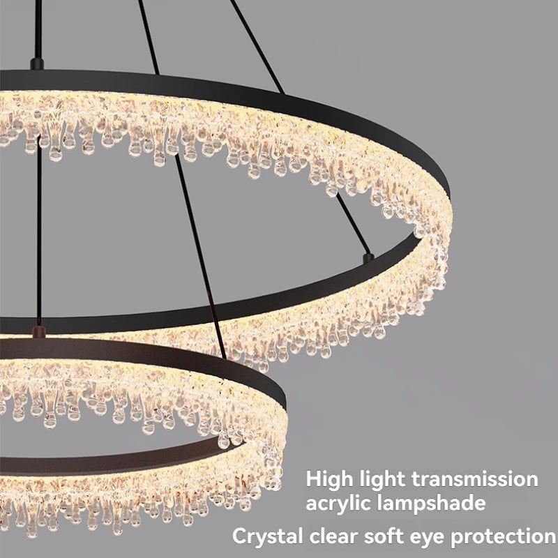 suspension lumineuse moderne transparentes noir circulaire chambre restaurant