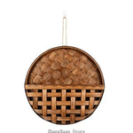 panier bois gris marron rustique utilisation multiple empilable tige tissée boucle(chaines) decoration maison bucolique