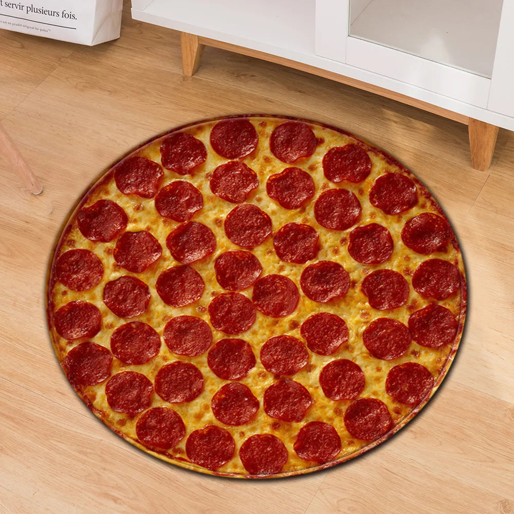 tapis rond moderne pizza motifs floraux adhésif polypropylène maison chambreextérieur salon