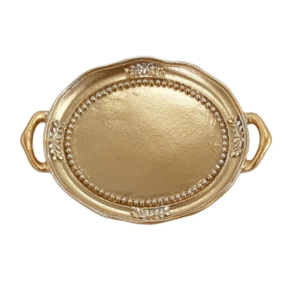 Support bijoux ornements dorés bordure perlée blanc doré classique vintage boucles oreilles anneaux collier