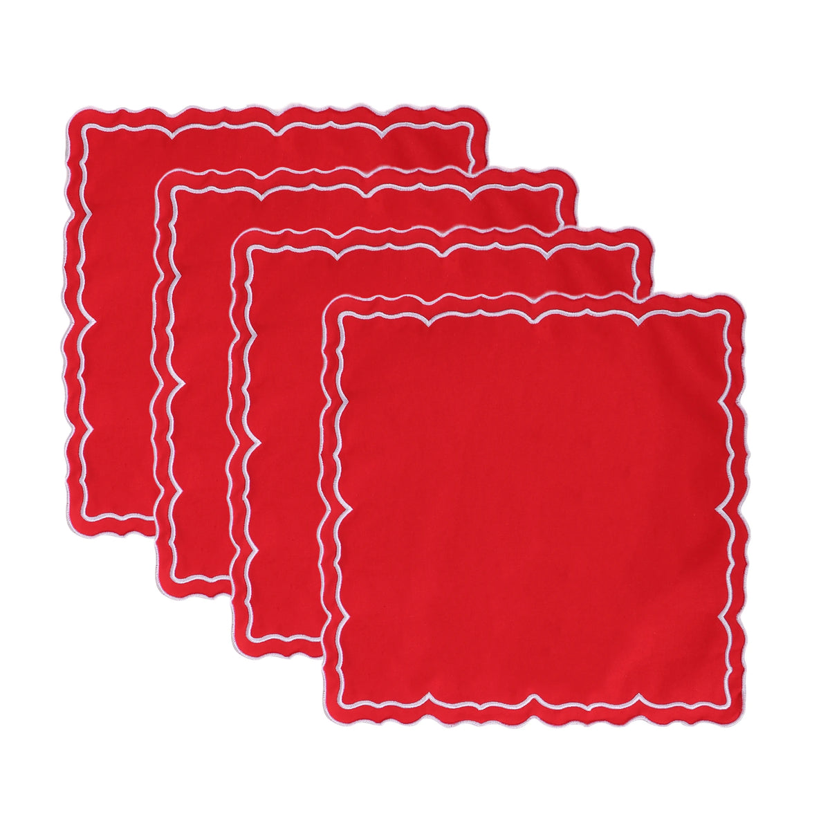 serviettes table coton bordure brodée décoration Noël mariage table repas maison