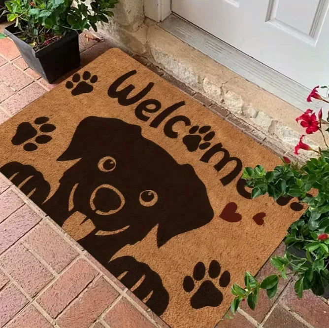 tapis d'entrée moderne chiens motifs floraux antidérapant résistant décoloration 30x50cm 40x60cm