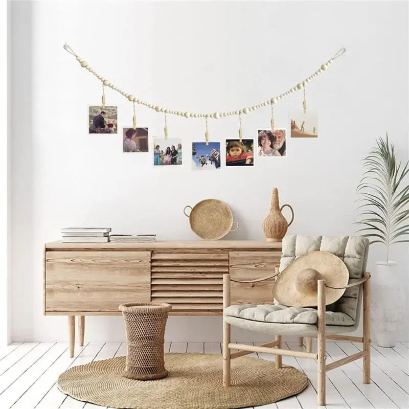 guirlande blanches clips bois cartes photo décorations murales rustiques adultes unisexes