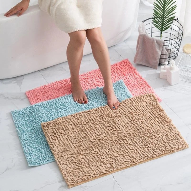 tapis bain bouclé doux moderne rose clair bleu clair beige gris foncé marron foncé