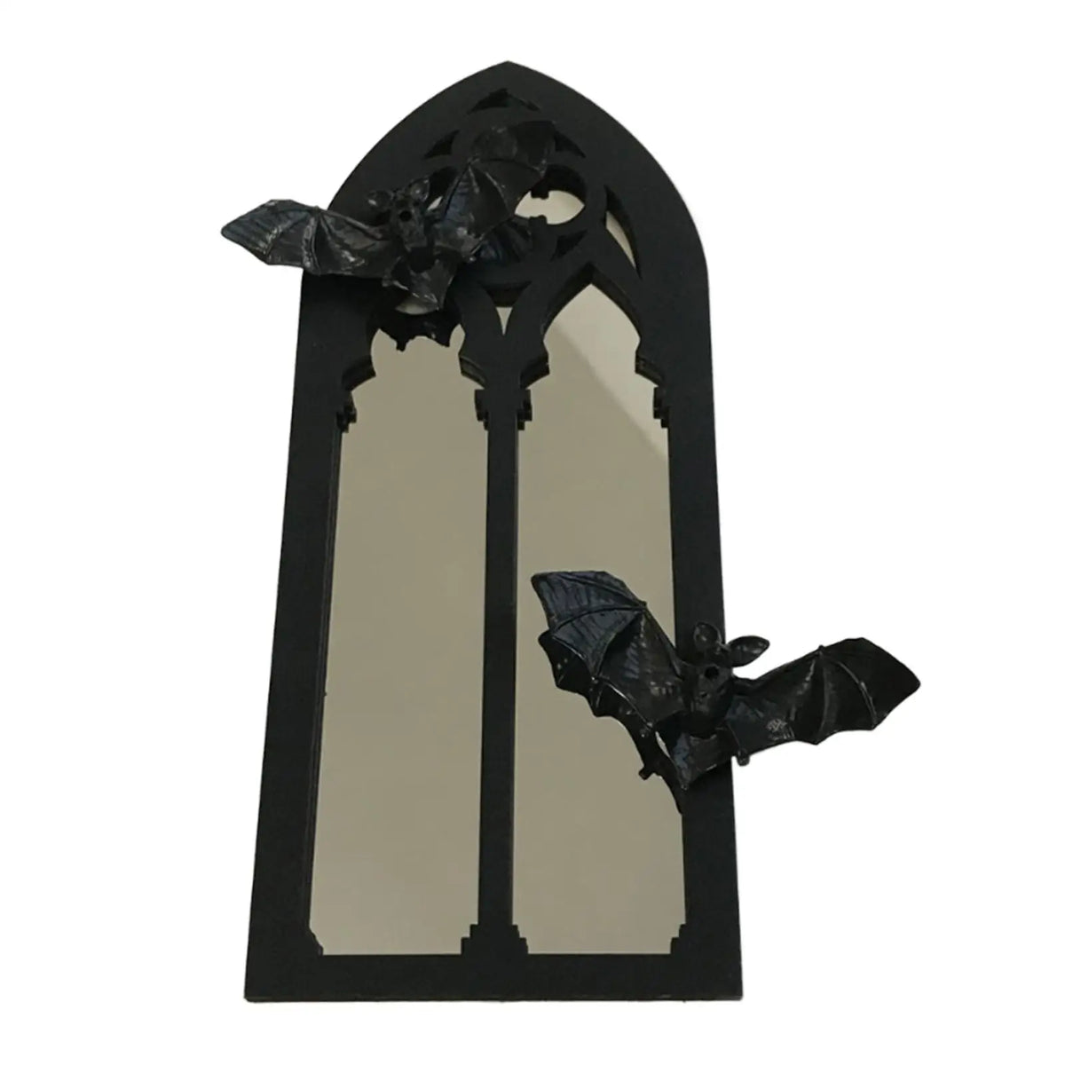 miroir mural gothique chauves souris bois noir relief décoration intérieure salon chambre vintage arc