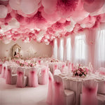 rideaux tulle transparent rose blanc mariage décoration romantique élégante champêtre