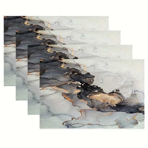 serviettes table modernes marbre gris noir doré opaques rectangle polyester machine washables 45x30cm