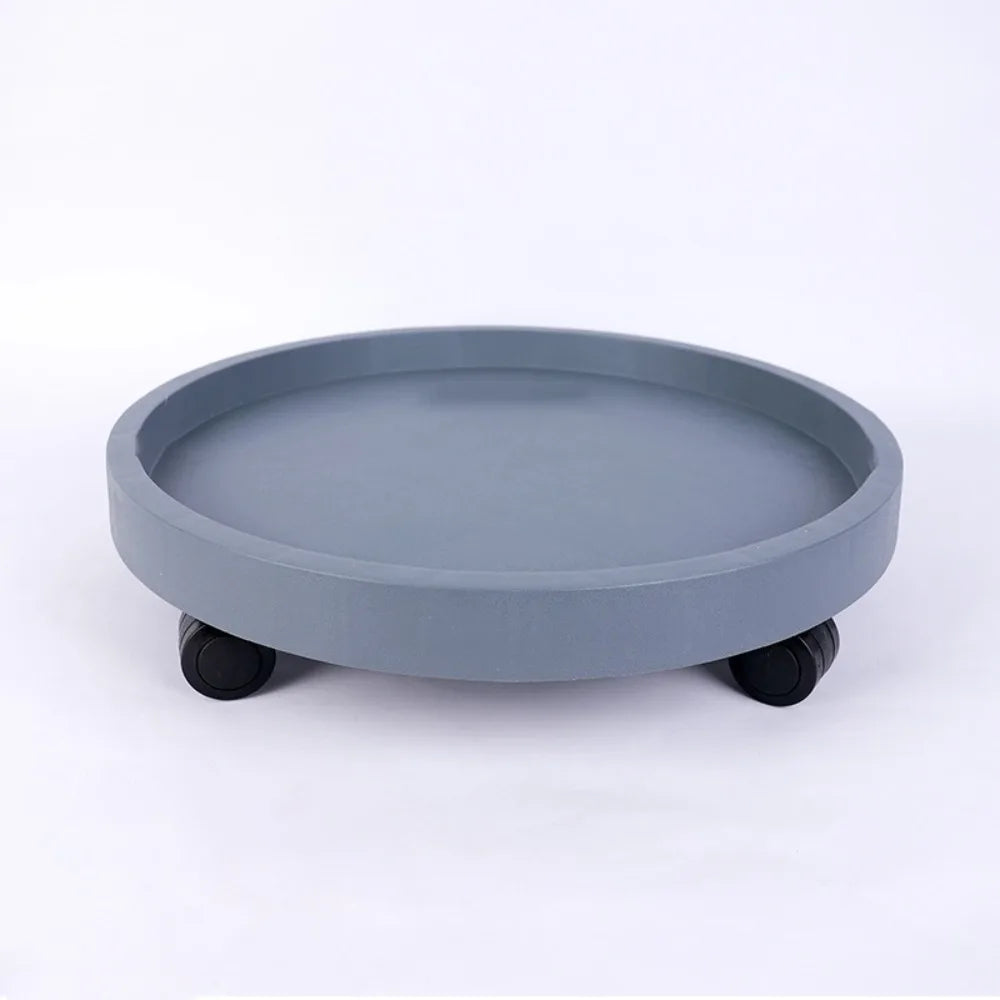 plateau plantes fleurs mobile rotatif roulettes base support eau gris blanc moderne 19cm 26cm