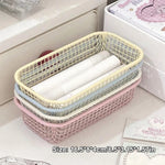 paniers rangement blanc rose bleu jaune maille fine moderne minimaliste sans fixation papier pince