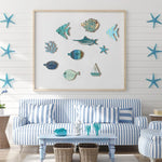 décoration murale bois poissons corail étoile mer voilier marin océan intérieur artisanal fait main