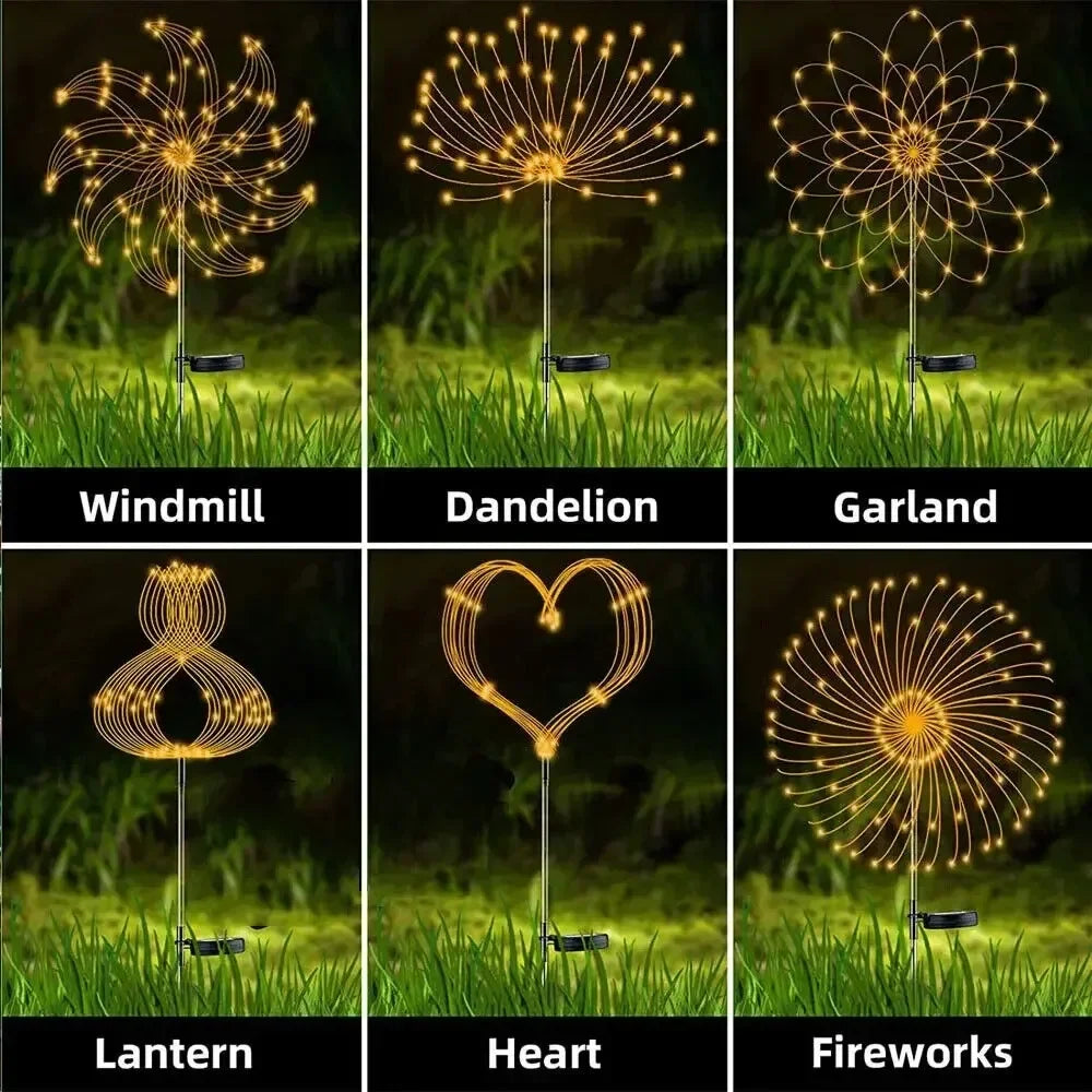 lampe solaire extérieure multicolore feu d'artifice moderne jardin led autoinstallation ip65