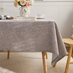 nappe rectangulaire beige texture lin lavable anti taches table manger moderne rustique
