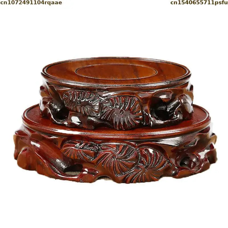 support décoratif bois massif sculpté vase pot fleur objet ancien