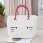 panier rangement vert clair chat mignon poignées corde blanc rose respectueux environnement