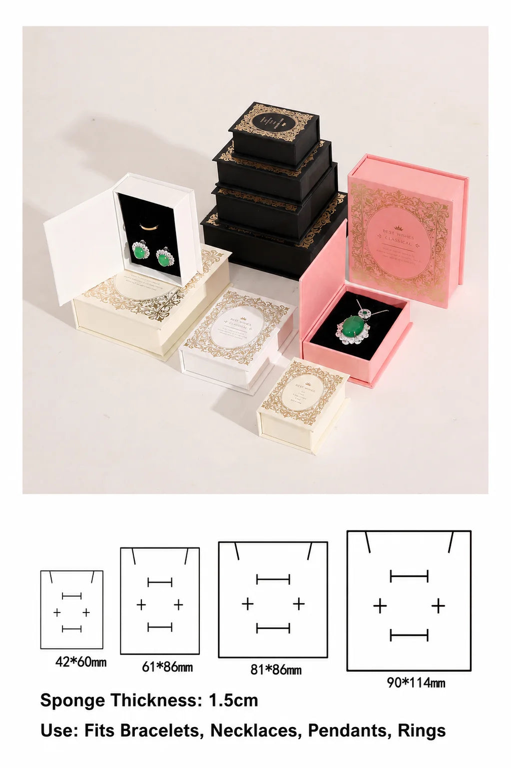 boîte bijoux carton luxe livre couvercle rabattable rangement colliers bagues