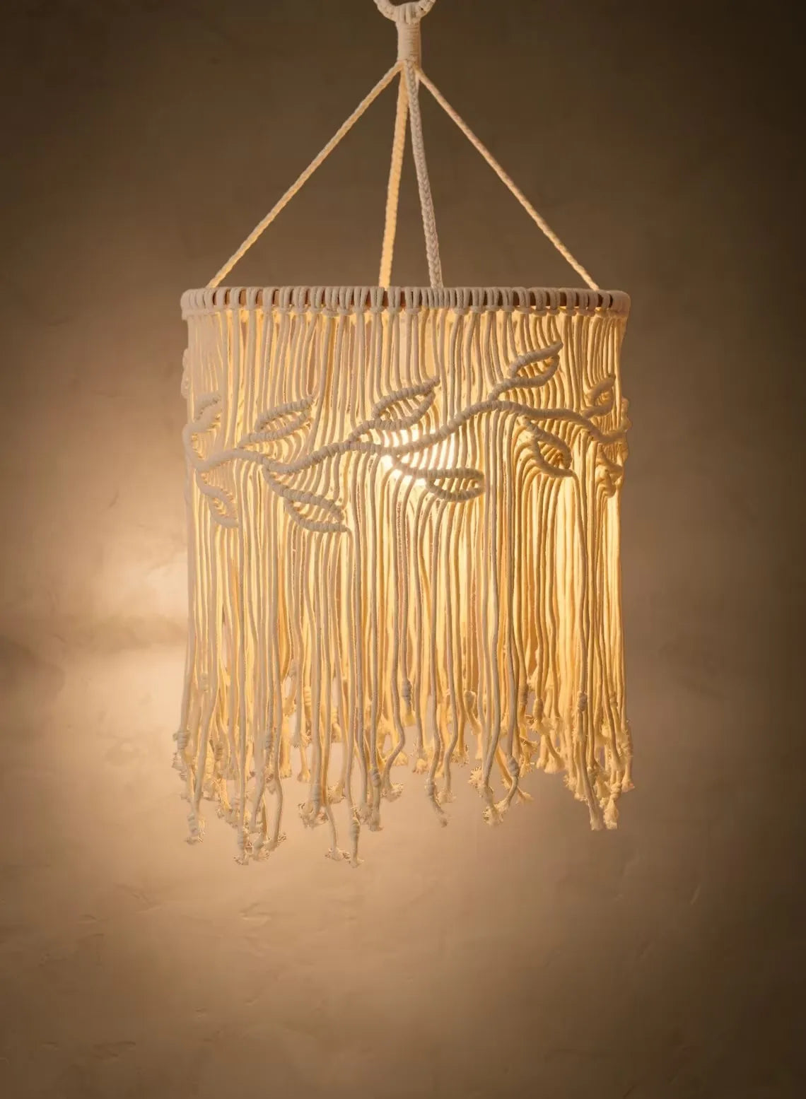 suspension macramé tissé main franges boho chic corde coton beigeclair designintérieur