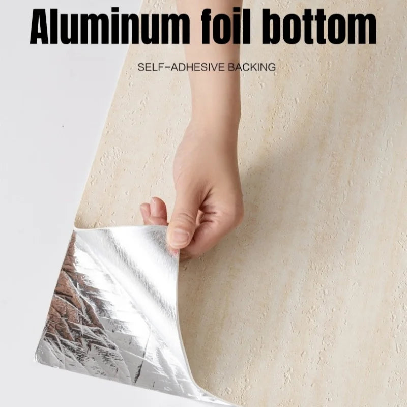 papier peint auto adhésif marbre imitation travertin moderne résistant humidité antimoisissure absorption son