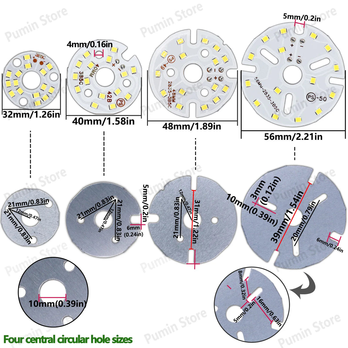 plaque led circulaire blanc 5w 560lm 32mm 40mm 48mm opacité grille led