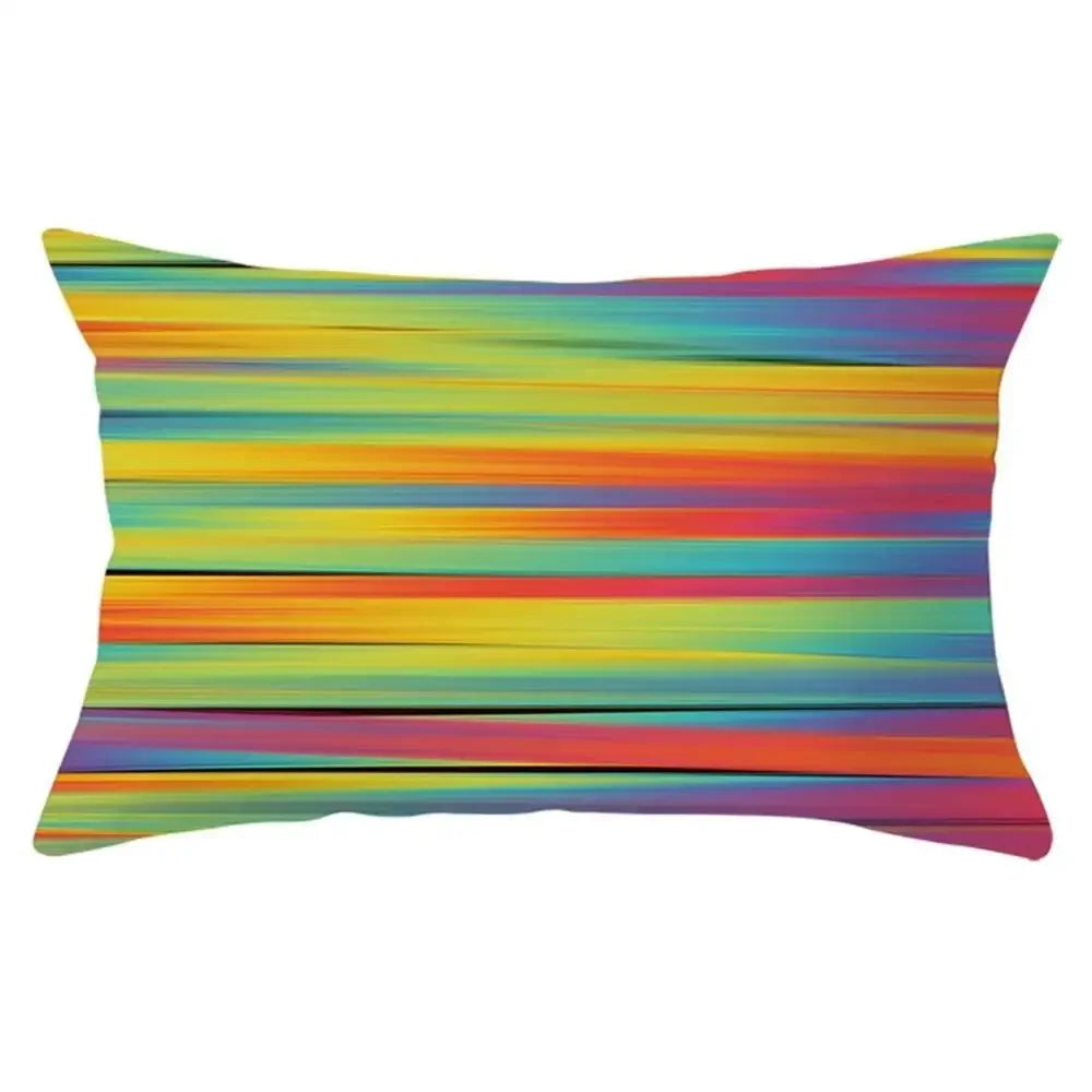 coussin rectangulaire géométrique multicolore décoration intérieure moderne polyester confortable 30x50cm fixations
