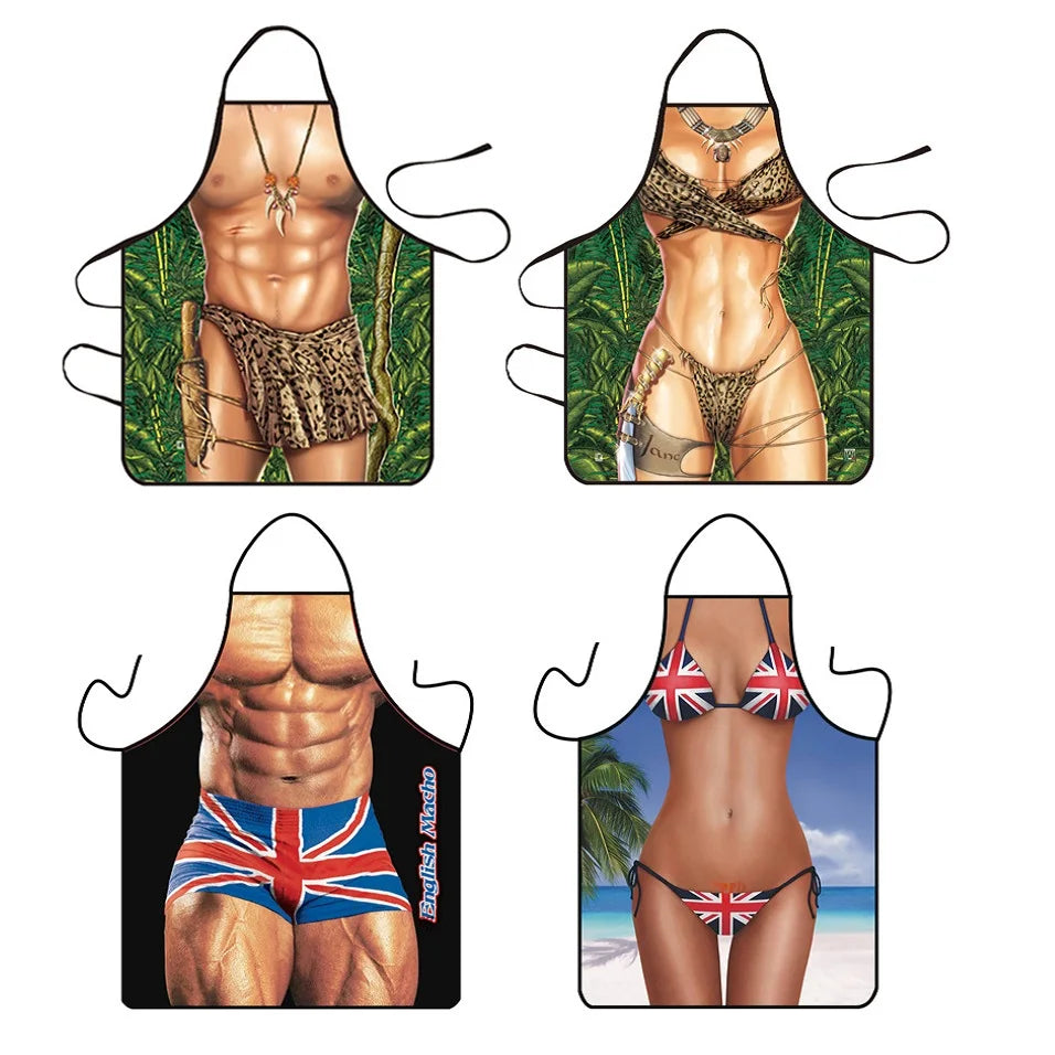 tablier cuisine sans manches toile homme femme motif humour moderne anti taches