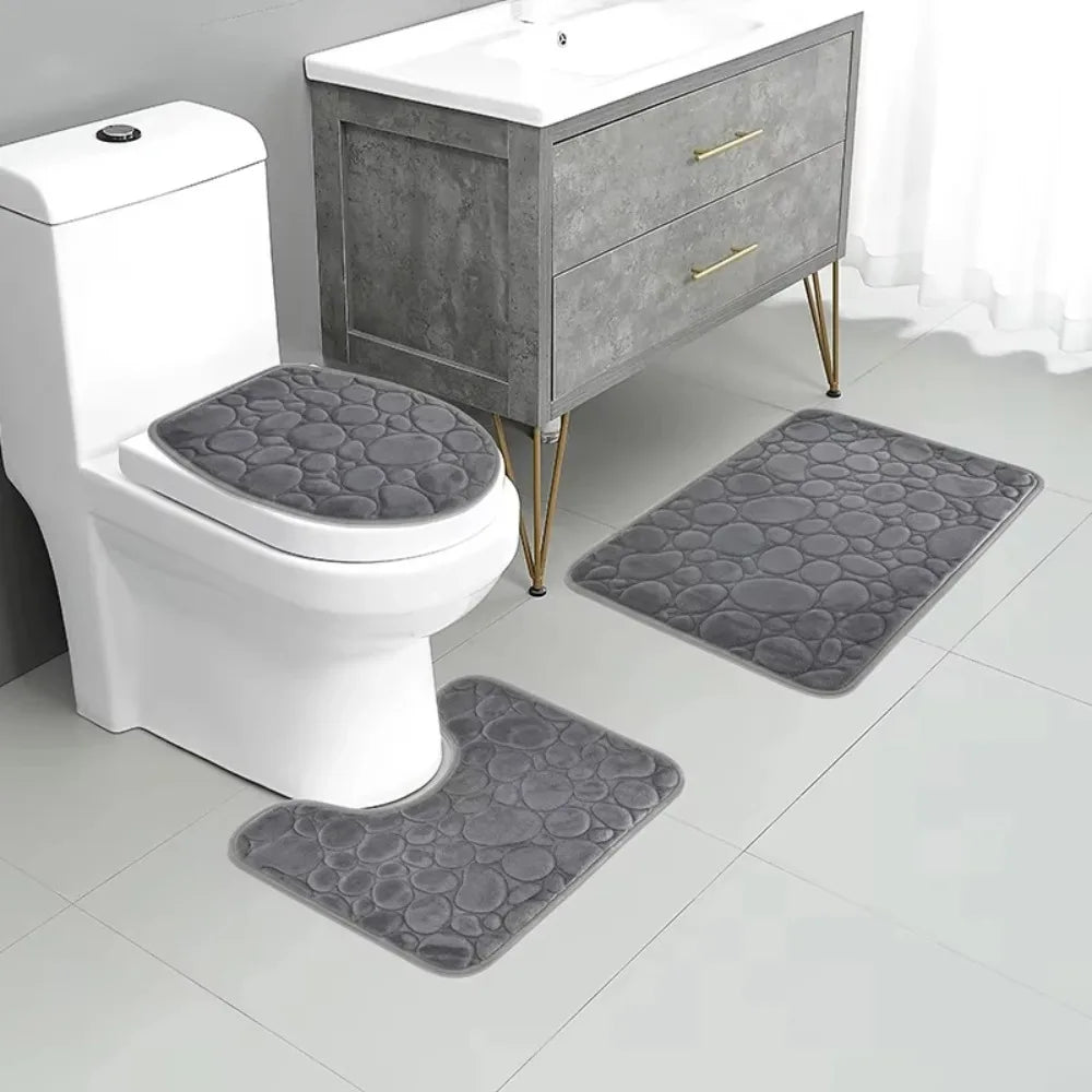tapis bain gris texture cailloux moderne antidérapant absorbant salle bain