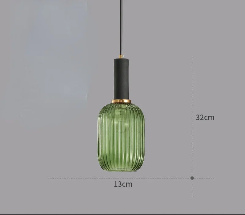 suspension lumineuse moderne vert rayures opacité câble noir chambre salon étude principal