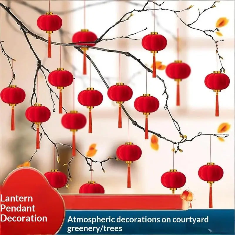lanternes suspendues traditionnelles rouges bois rubans décoratifs nouvelle année chinoise mariage
