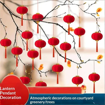 lanternes suspendues traditionnelles rouges bois rubans décoratifs nouvelle année chinoise mariage