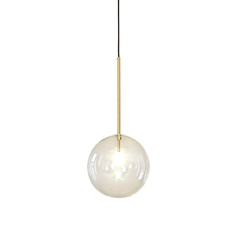 suspension lumineuse transparente moderne sphères verre chromé chambre salon pendentif led interrupteur bouton