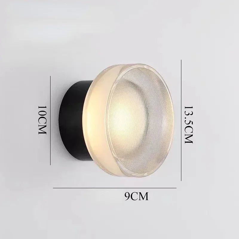 applique murale led ronde moderne blanc rayures horizontales adhésif chambre salon echangetable