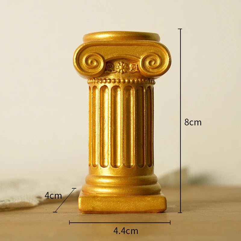 bougeoir classique blanc or sculpté décoration maison statue colonne grecque résine architecturalintérieur ornement
