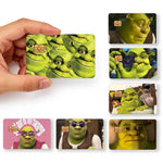 autocollants protection cartes bancaires face monstre vert shrek résistants rayures set pièces moderne illustratif