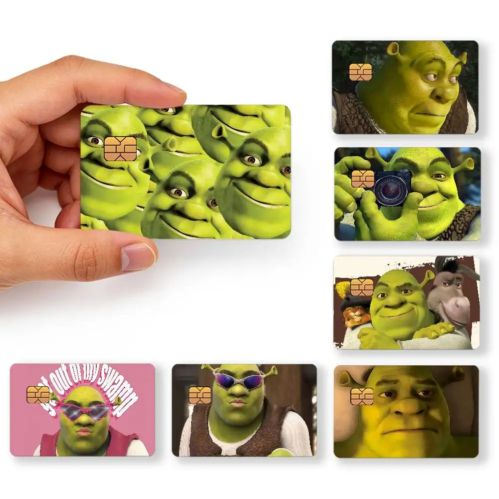 autocollants protection cartes bancaires face monstre vert shrek résistants rayures set pièces moderne illustratif