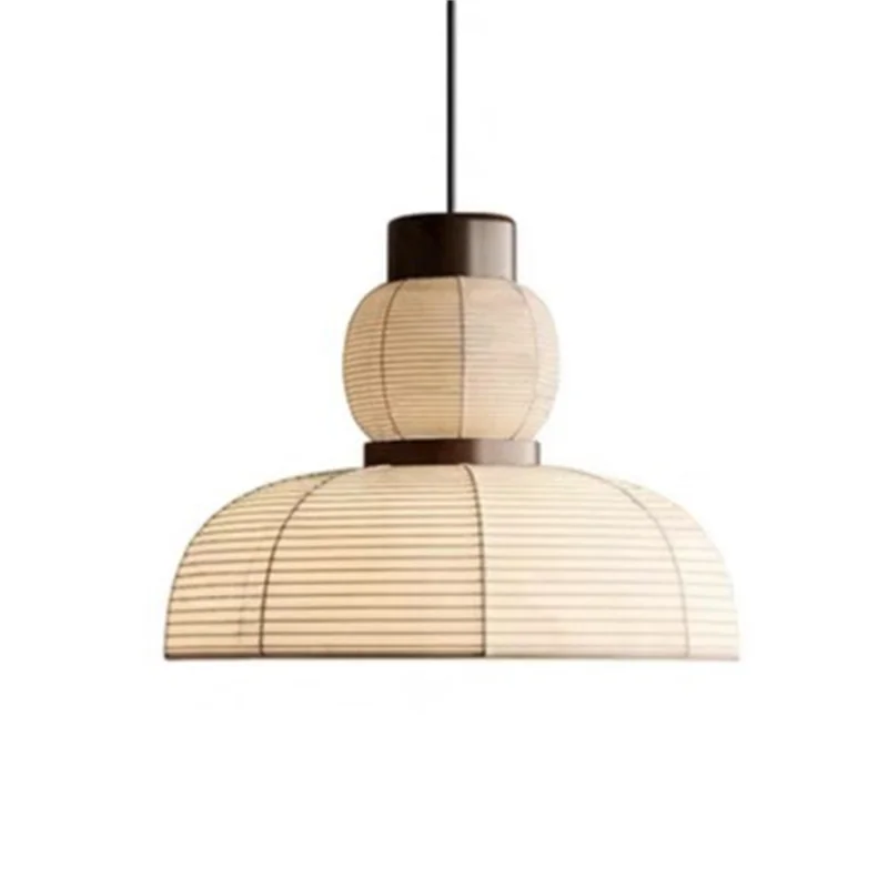 Suspension lumineuse moderne tissu rayures horizontales blanc beige noir