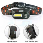 lampe frontale led rechargeable usb noir gris rouge camping cyclisme