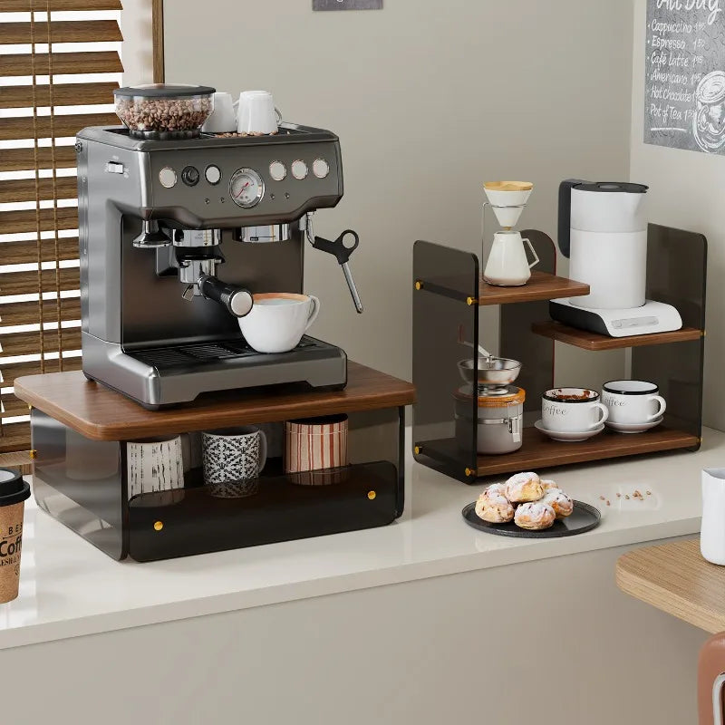 étagère rangement machine espresso multi niveaux acrylique bois moderne cuisine